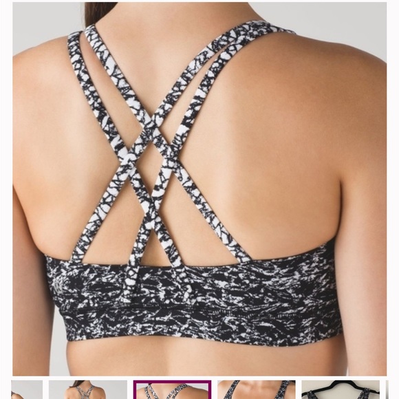 LULULEMON Energy Bra Ice Breaker Black Speckled Print Size 6 - Picture 4 of 8